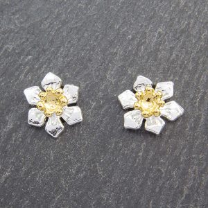 Celtic Collection Silver and Gold Daffodil Stud Earrings